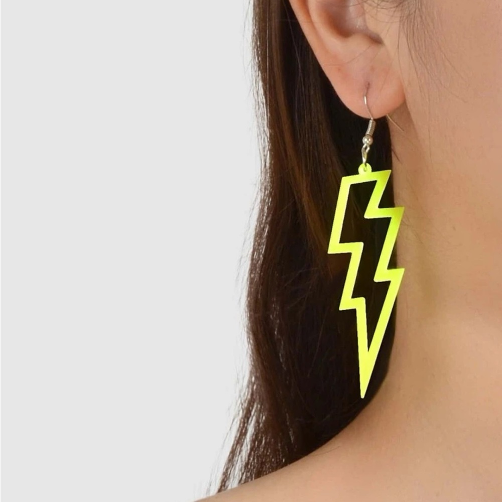 🎉 New Neon Lightning Bolt Dangle Earrings pair